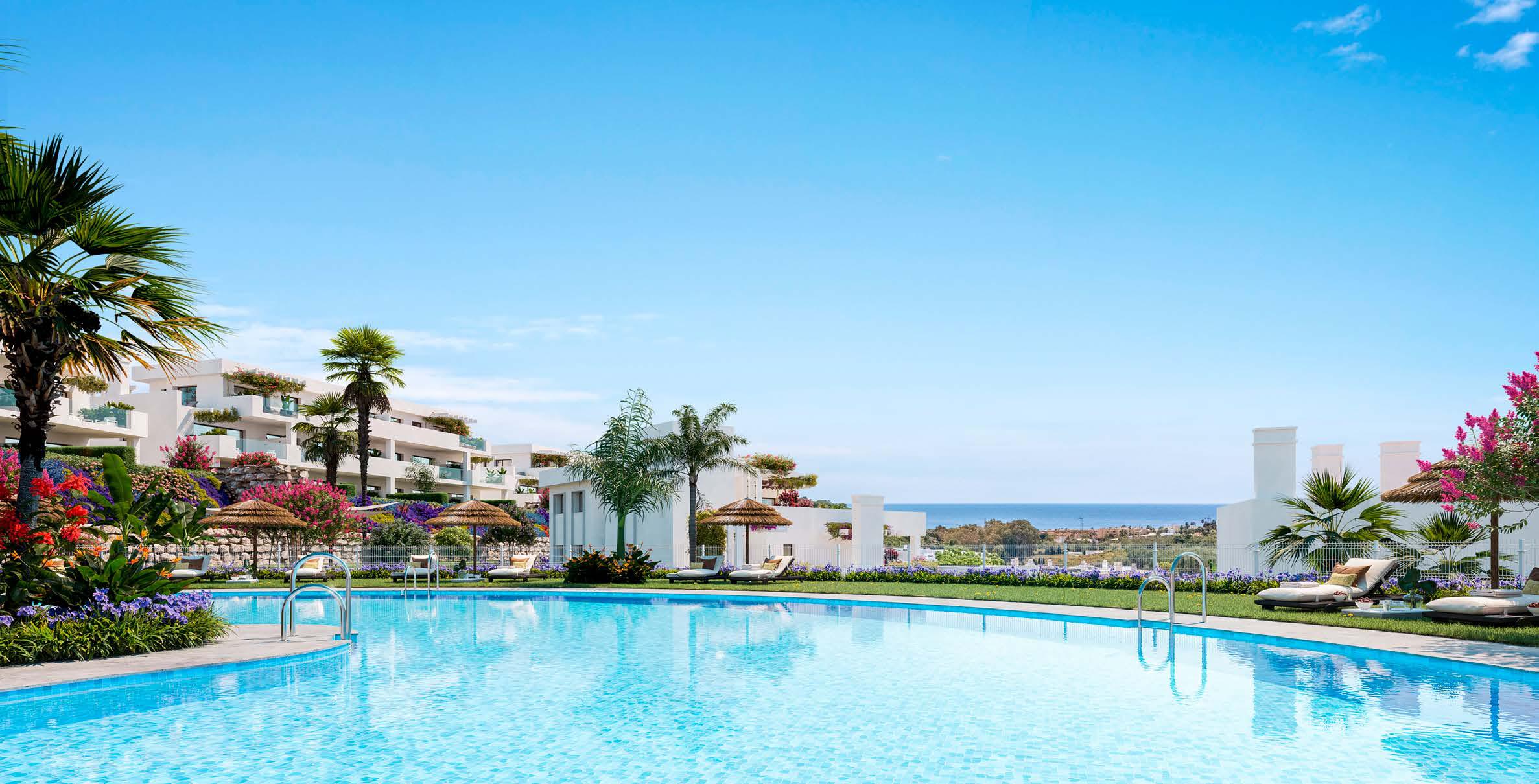 Amaranta Casares: piscina comunitaria con vistas al mar